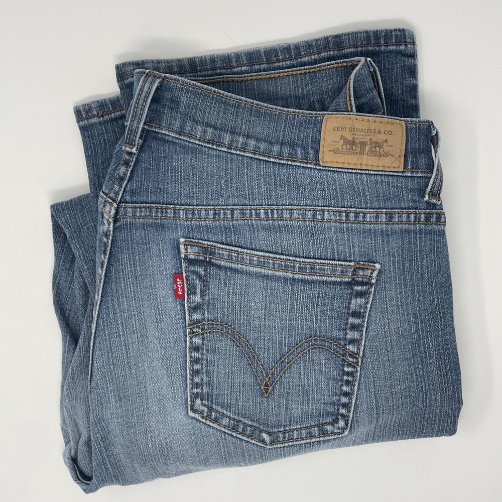 Levis 515 Bootcut Jeans Medium Wash Blue Denim Womens Size 12‎ Short 0113